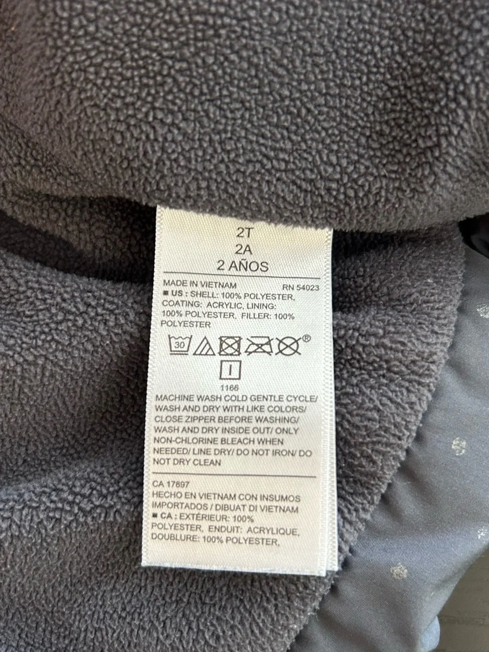 Old Navy Kids Hooded Puffer Jacket in Navy Blue with Dot Accents